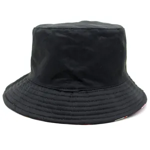 Chapeau bob réversible en toile de coton avec doublure à motifs champignons mignons