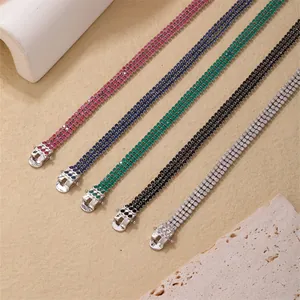 Luxury Three Row Zirconia Tennis Bracelet For Women Silver Plated Rhinestone Wedding Party Jewelry Elegant Hand Chain Accessory