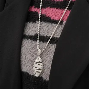 Exquisite silver-plated marquise zircon pendant necklace shown on female model