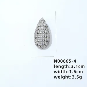 Detailed view of teardrop pendant with micro-pave AAA zircons, measuring 3.1cm by 1.6cm