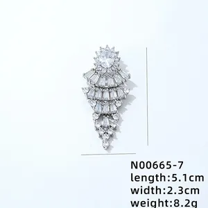 Detailed silver necklace pendant with AAA zircon, measuring 5.1cm long and 2.3cm wide