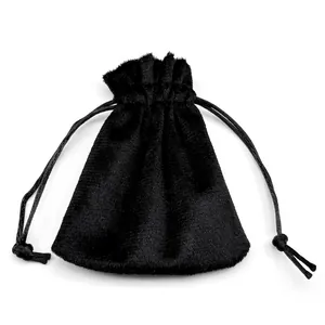 Small black velvet drawstring jewelry pouch for premium gift packaging and storage
