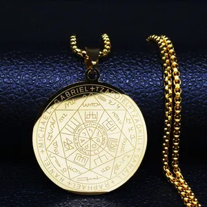 Vintage Stainless Steel Seven Archangels Seal Solomon Pendant Necklace For Men Women Religious Gothic Amulet Jewelry Gift
