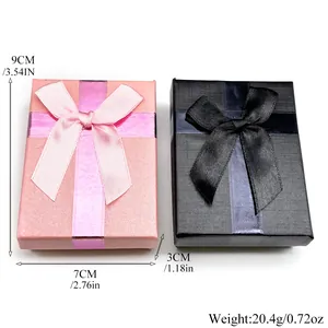 Pink and black textured jewelry gift boxes with ribbon bow for necklaces or bracelets
