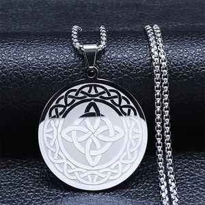 Wiking Hexenknoten Anhänger Halskette 304 Edelstahl Keltischer Knoten Hohl Rund Charme Boxkette Für Herren Damen Gothic Punk Schmuck
