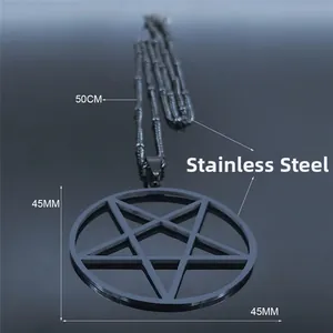 Halskette mit Pentagramm-Anhänger aus Edelstahl, 45mm Stern-Design, Gothic-Stil