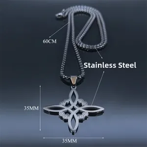 Moderne roestvrijstalen Keltische knoop kruis hanger ketting met 60cm ketting