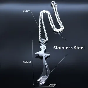 Imam Ali Sword necklace in stainless steel with 60cm chain and 62mm Zulfiqar pendant
