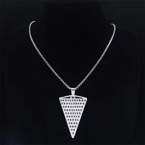 Silver stainless steel necklace with inverted triangle Abracadabra magic pendant