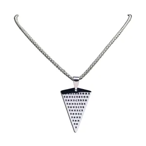 Silver stainless steel necklace with inverted triangle Abracadabra magic pendant