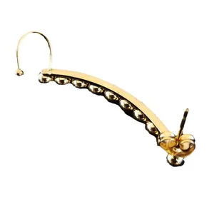 Chic gold curved bead cluster earrings featuring polished metallic sphere design