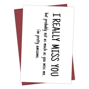 Funny Sarcastic Birthday Greeting Card With Envelope Prank Missing You Message Card For Friends Family White Cardstock Card