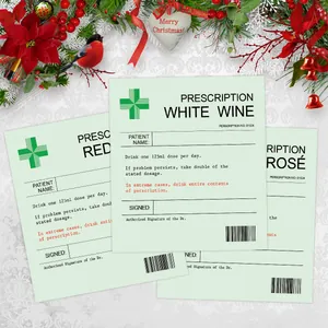 Funny Prescription Wine Bottle Labels set for Red White and Rose wine Christmas gift decor