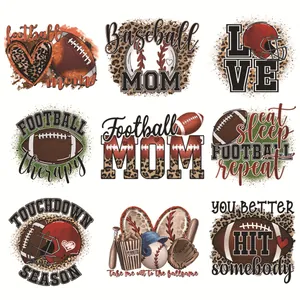 Transferts Thermocollants Football Américain Baseball Léopard Cœur Pour Vêtements T-Shirt Sweat À Capuche Écussons Transfert Thermique DTF Pour Mamans Sportives