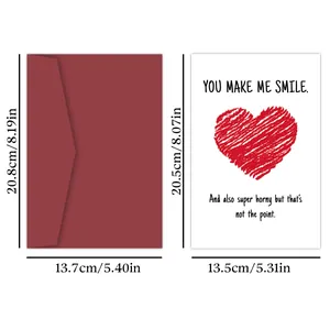 Funny adult birthday card with wine red envelope and romantic quote for couples