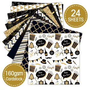 24 feuilles de papier cartonné 160gsm noir et or pour scrapbooking et albums photos DIY