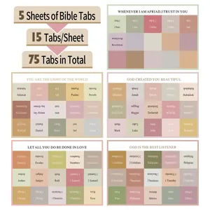 Set di 75 linguette adesive per indice biblico colori Morandi con nomi libri inglesi