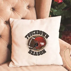 Texture détaillée du coussin en coton et lin avec design de football américain Touchdown