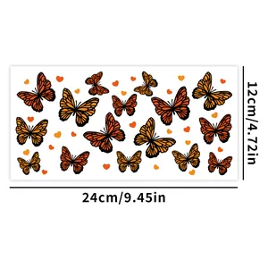 Dettaglio dimensioni 24x12cm per adesivi UV DTF a farfalla per bicchieri da 16oz