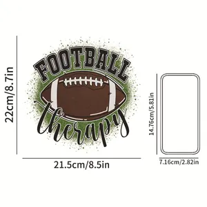 Vue détaillée du transfert textile Football Therapy montrant les dimensions 22x21,5 cm