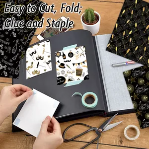 Papier décoratif noir et or pour scrapbooking avec motifs festifs de Nouvel An