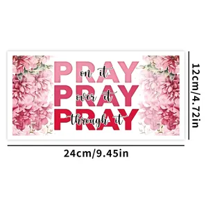 Adesivo per trasferimento UV DTF floreale con scritte Pray on it per bicchieri e decorazioni