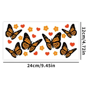 Afmetingen van UV DTF transfersticker met vlinders voor 16oz glazen drinkbekers