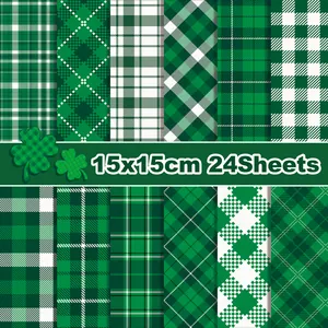 Green Gingham Plaid Pattern Decorative Craft Paper For St. Patrick's Day DIY Cards Journal Background Decoration Stationery