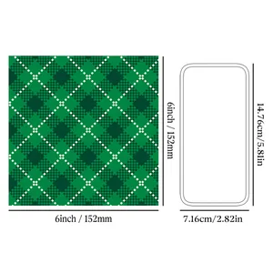 6x6 inch green checkered scrapbook paper compared with a smartphone for size reference
