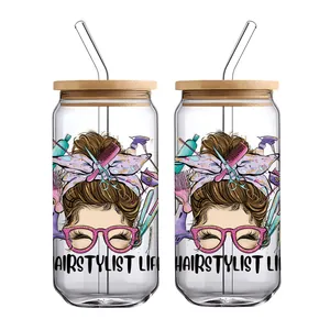UV DTF Transfer Autocollant pour Verres de 16oz Thème Vie Professionnelle Enseignant Infirmière DIY Imperméable Rub On