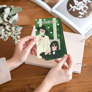 Detailed view of Good Omens affirmation card featuring I CREATE MAGIC text and illustration