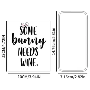 Easter bunny wine bottle stickers set with 'Some bunny needs wine' typography design