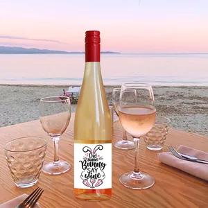 Creative Easter wine bottle label sticker with rabbit design for holiday party decor