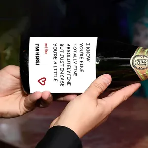 Detail of creative wine bottle sticker with sentimental text and vintage 1811 seal