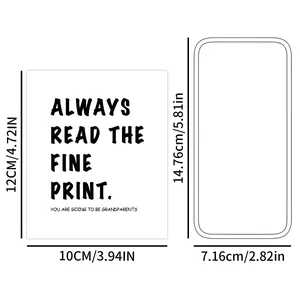 Detailed size guide for pregnancy announcement wine bottle stickers measuring 10x12cm