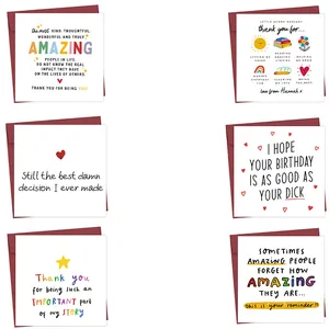 Funny Birthday Greeting Card With Red Envelope Square Humorous Sarcastic Quote Appreciation Card For Friends Partner Stationery Gift
