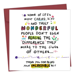 Funny greeting card with red envelope and colorful hand-drawn stars and hearts