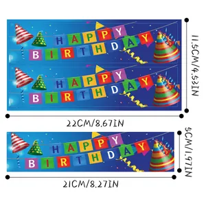 Blue Happy Birthday water bottle labels and party stickers in assorted sizes