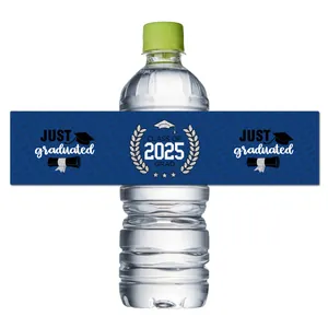 Wasserflaschen-Etiketten für Abschluss 2025 mit Class of 2025 Text und Glitzerdesign