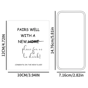 Detailed size chart for party wine bottle stickers showing 10x12cm dimensions on white background
