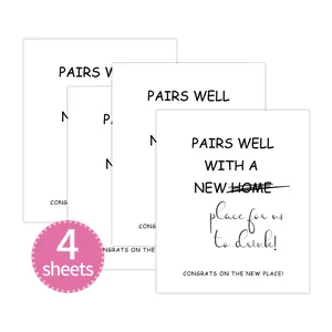 Detail of 4-pack self-adhesive wine bottle labels for new home party decorations