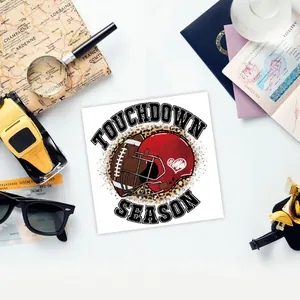 Autocollant de transfert UV DTF pour verre 16oz avec motif léopard et Touchdown Season