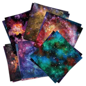 24 Blatt Sternenhimmel-Scrapbook-Papier mit bunten Nebelmustern für DIY-Bastelarbeiten