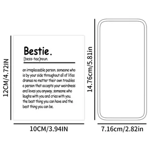 Detailed dimensions of the Bestie bottle stickers and creative square card stickers