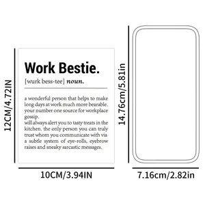 Specifiche dimensionali per adesivi Work Bestie e cartoncini di supporto con misure