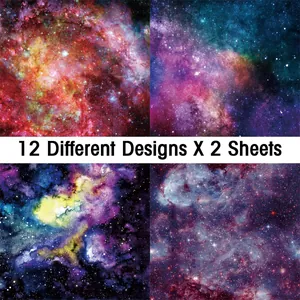 Sternenhimmel Bastelpapier Set mit 12 Galaxie-Nebula-Designs für DIY Album-Dekoration