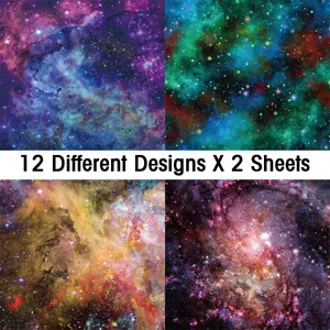 24er Pack Sternenhimmel Scrapbook-Papier mit 12 Nebel-Designs für DIY Album Basteln