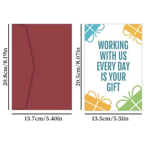 Funny office greeting card dimensions with burgundy envelope and sarcastic gift text