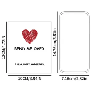 Detailed size measurement of anniversary card and envelope showing precise dimensions