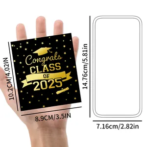 Handheld 2025 Graduation Class sticker labels with gold Congrats text for party decor